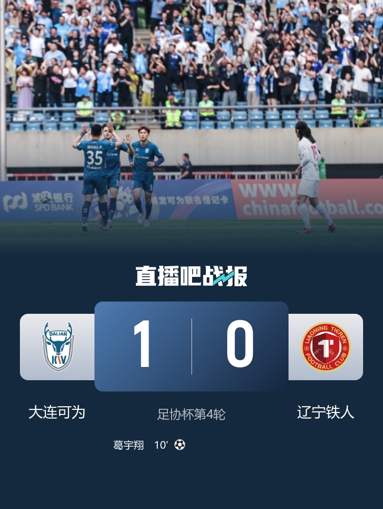 足协杯再爆冷门：中乙大连可为1-0淘汰辽宁铁人，葛宇翔一击制胜