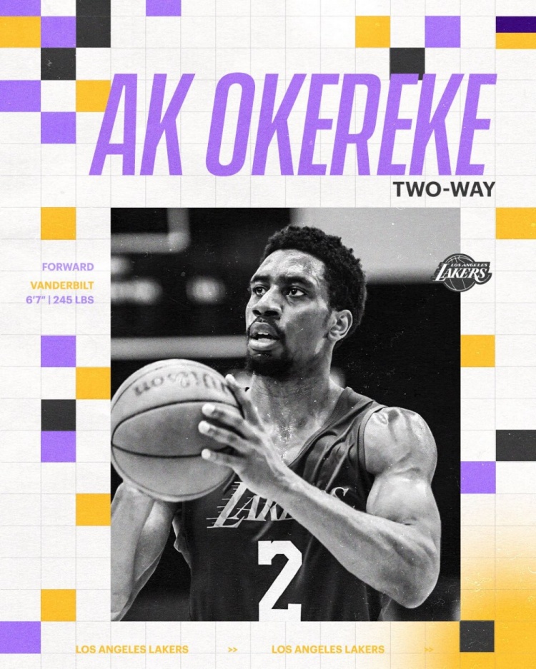 湖人双向合同签下前锋奥克雷克 场均9.6分三分命中率40%